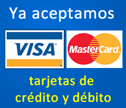 Aceptamos tarjetas de crédito y débito